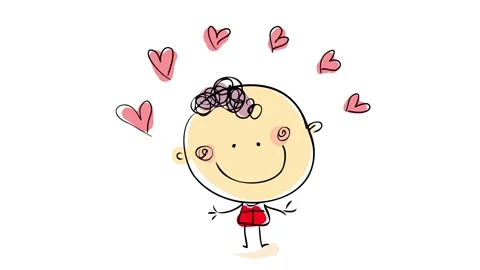 Young man with red jacket and hearts forming above his head representing Stock Footage 131177239