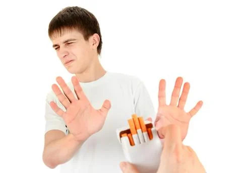 Young Man refuse a Cigarette Stock Photos