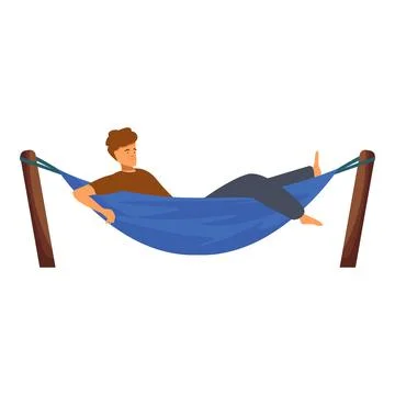 Young man relaxing lying in comfortable hammock enjoying summertime Stock Illustration