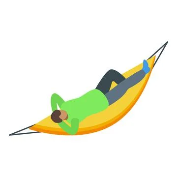 Young man relaxing lying down on a hammock Stock Illustration