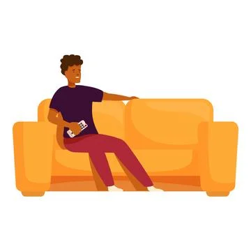 Young man relaxing on sofa watching tv Stock Illustration