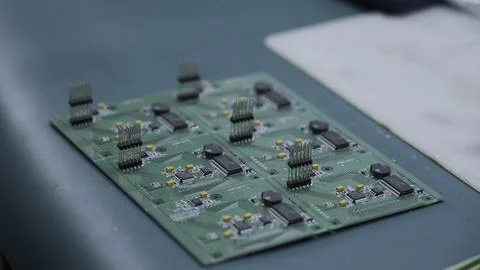 Young man repairing computer components in service center. Creative. Close up of Stock Photos