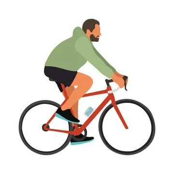 Young man rides a bicycle flat style vector illustration Stock Illustration