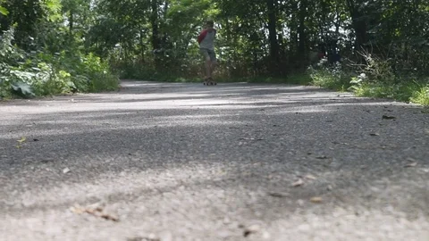 Young man rides on longboard Super slow motion Stock-Footage 80436873
