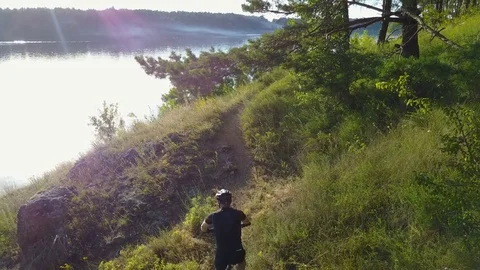 Young Man Riding A Bike Stock Footage