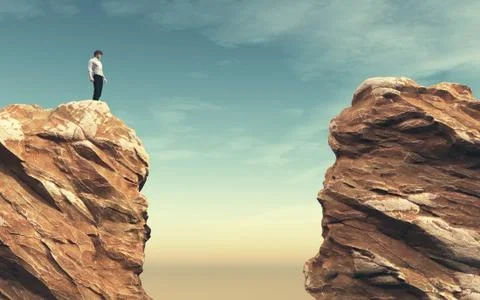 Young man on a rock Illustrazione stock