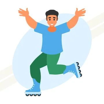 Young-man-roller-skating Stock Illustration