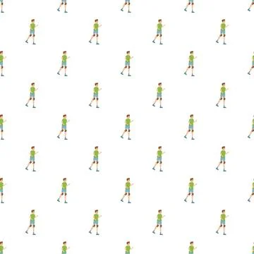 Young man rollerblading wearing protective gear seamless pattern Stock Illustration