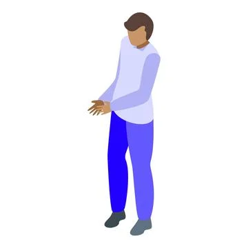 Young man rubbing hands together isometric icon Stock Illustration