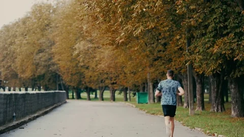 A young man run outdoors Stock Footage 94828872