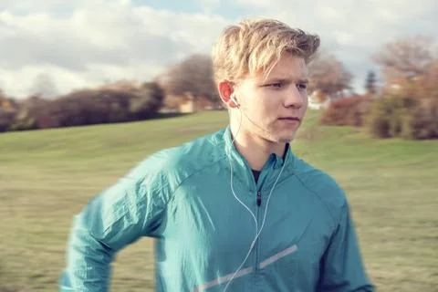 Young man runner portrait Stock Photos