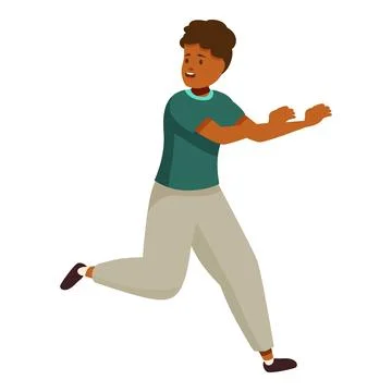 Young man running and reaching for something with his hands Stock Illustration