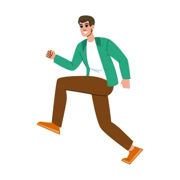Young man running and smiling, full of energy and enthusiasm Stock Illustration
