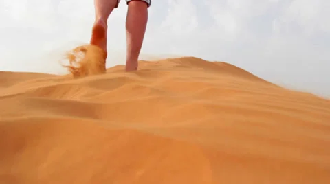 Young man running in the desert Stock Footage 36114588