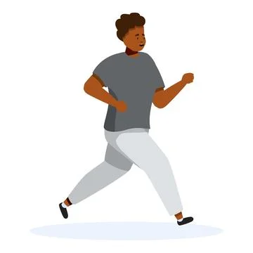 Young man running fast and looking worried with blank expression on face イラスト素材