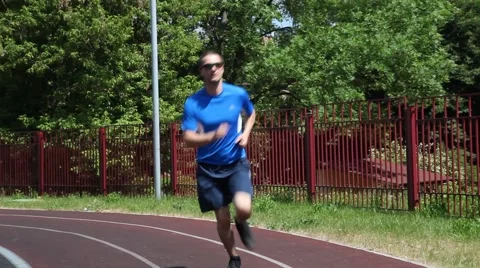 Young man running Stock Footage 64158700