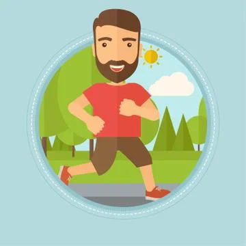 Young man running in the park vector illustration Ilustración de archivo