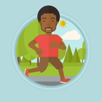 Young man running in the park vector illustration Ilustración de archivo