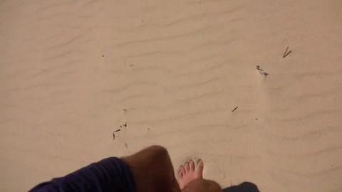 Young Man Running on Sand, slow motion Stock Footage 70929916