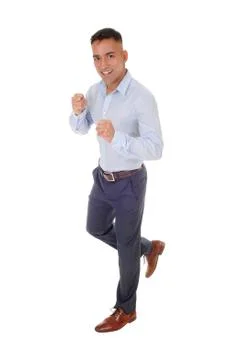 Young man running in studio Stock Photos