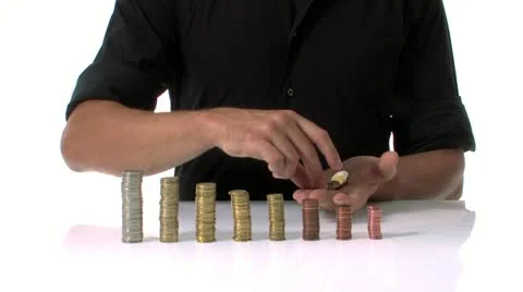 Young man is saving and sorting his money 1 Stock Footage 11899333