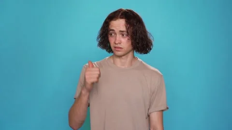 Young man says Never Look Back for people who are deaf and hard of hearing. Stock Footage 157887577