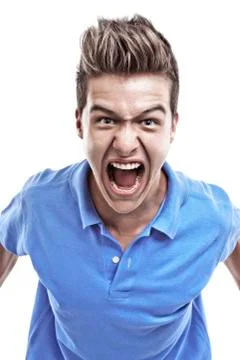 Young man screaming Stock Photos