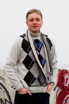 Young man on sea Stock Photos