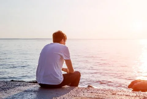 Young Man at Seaside Foto stock