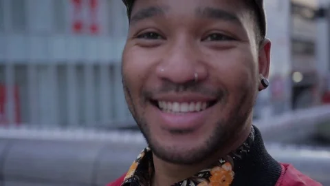 Young man self view in Dotonbori. Stock Footage
