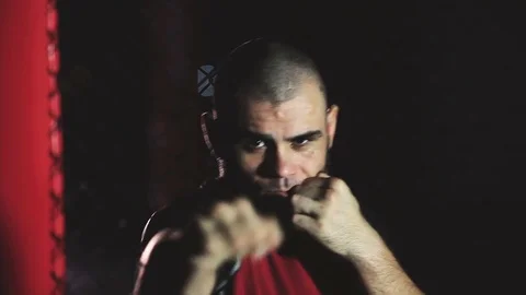 Young man shadow boxing Stock Footage 82634404