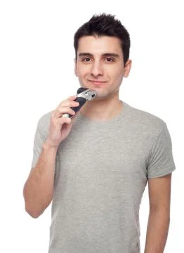 Young man shaving Foto stock