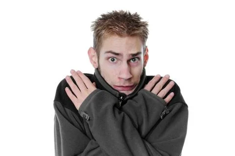 Young man shivering Stock Photos