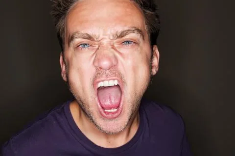Young man shouting Foto stock