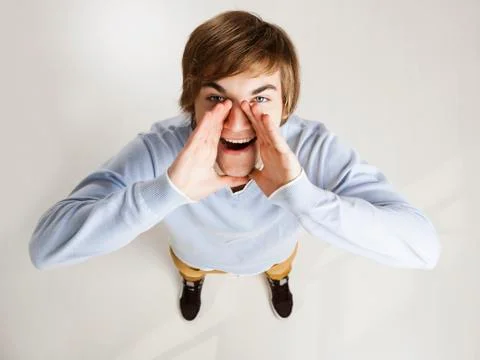 Young man shouting Stock Photos