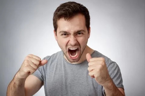 Young man shouting Foto stock