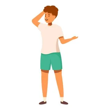 Young man showing and explaining something with hand gestures Stock Illustration