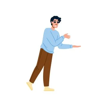 Young man showing and presenting something with hands gesture Stock Illustration