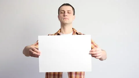 Young man showing empty blanck Stock Footage 60407989