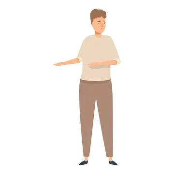 Young man showing something with hands, presenting gesture Stock Illustration