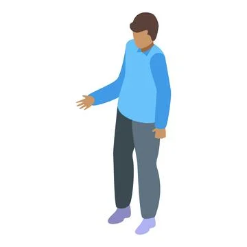 Young man showing something with isometric character design Stock Illustration