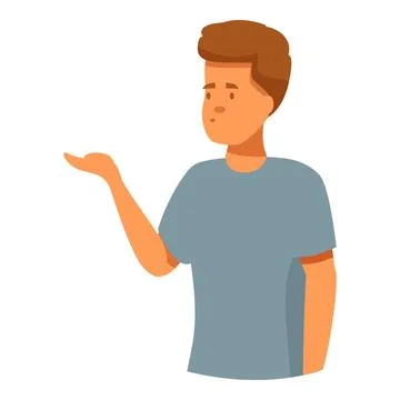 Young man showing something with open hand gesture Stock Illustration