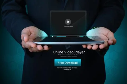 Young man showing  a tablet computer Stock Illustration