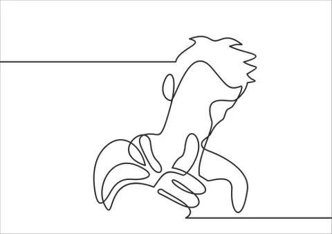Young man showing thumb up-continuous line drawing Stock-Illustration
