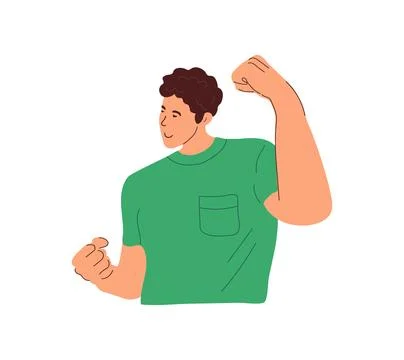 A young man shows Yeah positive gesture Stock Illustration