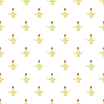 Young man shrugging seamless pattern background Illustrazione stock