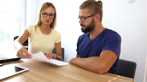 Young man signing some documents. Business meeting Stock Footage 55562877