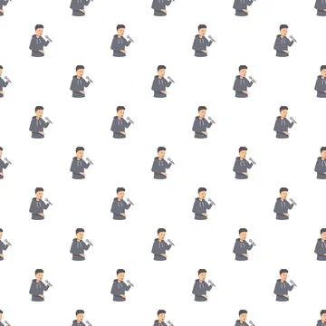 Young man singing karaoke seamless pattern Stock Illustration
