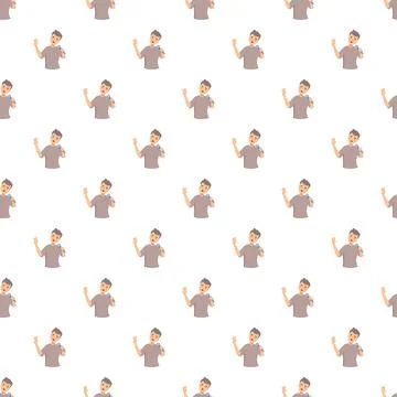 Young man singing with microphone repeating pattern Stock Illustration