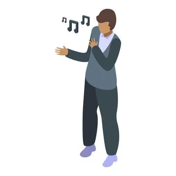Young man singing opera with hand on chest Stock Illustration